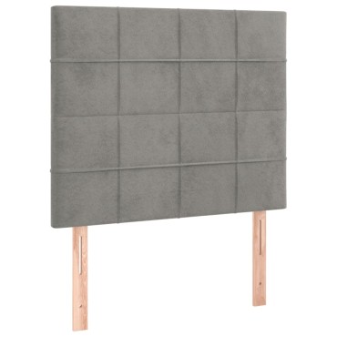 vidaXL Κρεβάτι Boxspring με Στρώμα & LED Αν.Γκρι 90x200 εκ. Βελούδινο
