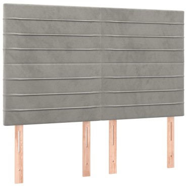 vidaXL Κρεβάτι Boxspring με Στρώμα&LED Αν. Γκρι 140x190 εκ. Βελούδινο
