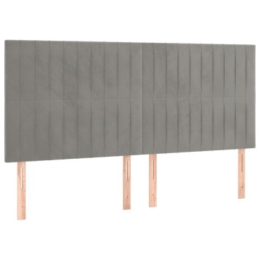 vidaXL Κρεβάτι Boxspring με Στρώμα & LED Αν.Γκρι 160x200 εκ. Βελούδινο