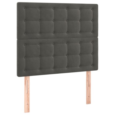 vidaXL Κρεβάτι Boxspring με Στρώμα & LED Σκ. Γκρι 90x200 εκ. Βελούδινο