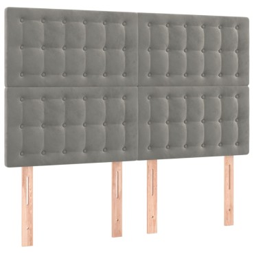 vidaXL Κρεβάτι Boxspring με Στρώμα & LED Αν.Γκρι 140x200 εκ. Βελούδινο