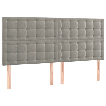 vidaXL Κρεβάτι Boxspring με Στρώμα & LED Αν.Γκρι 200x200 εκ. Βελούδινο
