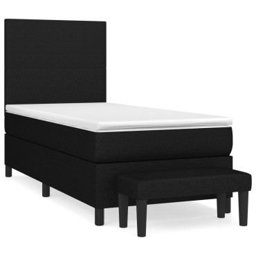 vidaXL Κρεβάτι Boxspring με Στρώμα Μαύρο 80 x 200 εκ. Υφασμάτινο
