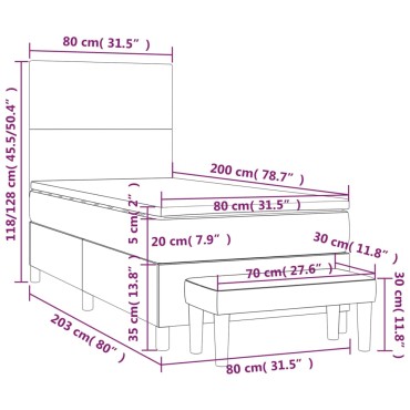 vidaXL Κρεβάτι Boxspring με Στρώμα Μαύρο 80 x 200 εκ. Υφασμάτινο