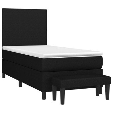 vidaXL Κρεβάτι Boxspring με Στρώμα Μαύρο 80 x 200 εκ. Υφασμάτινο