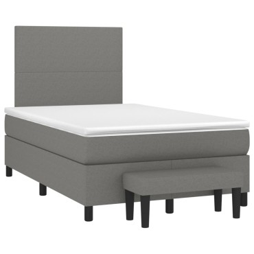 vidaXL Κρεβάτι Boxspring με Στρώμα Σκούρο Γκρι 120x200 εκ. Υφασμάτινο