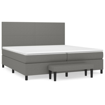 vidaXL Κρεβάτι Boxspring με Στρώμα Σκούρο Γκρι 200x200 εκ. Υφασμάτινο