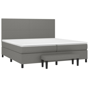 vidaXL Κρεβάτι Boxspring με Στρώμα Σκούρο Γκρι 200x200 εκ. Υφασμάτινο