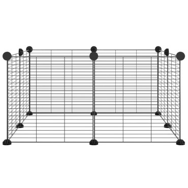vidaXL Κλουβί για Κατοικίδια με 8 Πάνελ Μαύρο 35 x 35 εκ. Ατσάλινο