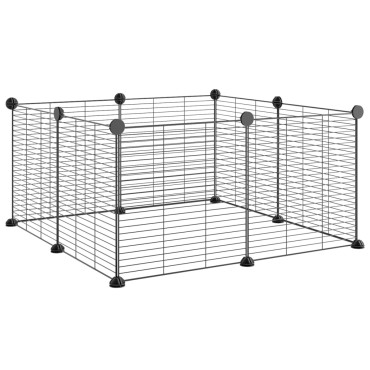 vidaXL Κλουβί για Κατοικίδια με 8 Πάνελ Μαύρο 35 x 35 εκ. Ατσάλινο