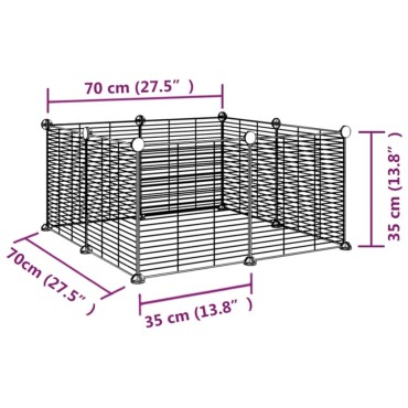 vidaXL Κλουβί για Κατοικίδια με 8 Πάνελ Μαύρο 35 x 35 εκ. Ατσάλινο
