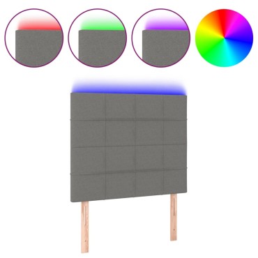 vidaXL Κεφαλάρι Κρεβατιού LED Σκούρο Γκρι 90x5x118/128cm Υφασμάτινο 1 τεμ.