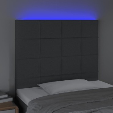 vidaXL Κεφαλάρι Κρεβατιού LED Σκούρο Γκρι 90x5x118/128cm Υφασμάτινο 1 τεμ.