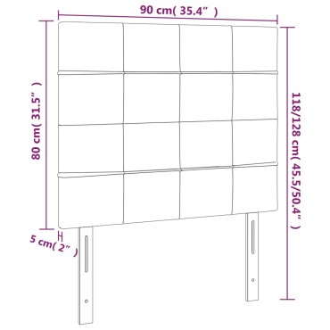vidaXL Κεφαλάρι Κρεβατιού LED Σκούρο Γκρι 90x5x118/128cm Υφασμάτινο 1 τεμ.
