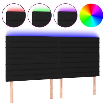 vidaXL Κεφαλάρι Κρεβατιού LED Μαύρο 160x5x118/128cm Υφασμάτινο 1 τεμ.