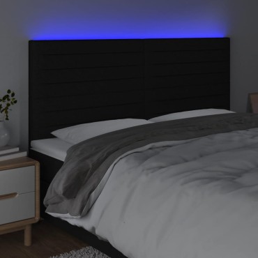 vidaXL Κεφαλάρι Κρεβατιού LED Μαύρο 160x5x118/128cm Υφασμάτινο 1 τεμ.