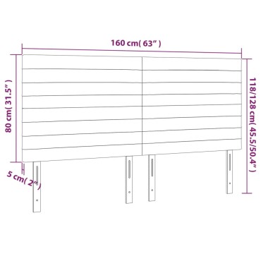 vidaXL Κεφαλάρι Κρεβατιού LED Μαύρο 160x5x118/128cm Υφασμάτινο 1 τεμ.