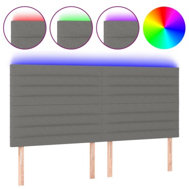 vidaXL Κεφαλάρι Κρεβατιού LED Σκούρο Γκρι 200x5x118/128cm Υφασμάτινο 1 τεμ.