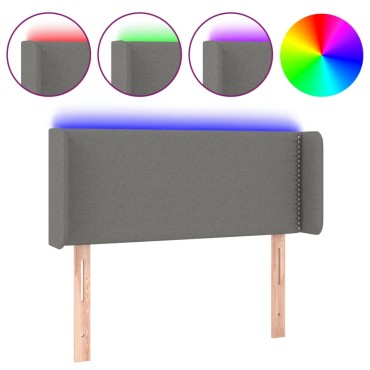 vidaXL Κεφαλάρι Κρεβατιού LED Σκούρο Γκρι 93x16x78/88cm Υφασμάτινο 1 τεμ.