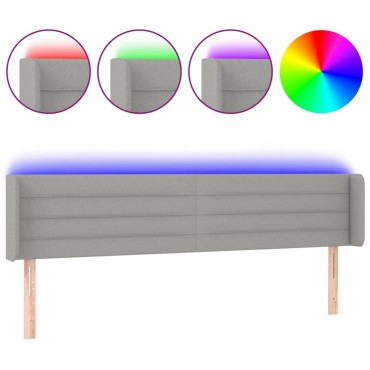 vidaXL Κεφαλάρι Κρεβατιού LED Ανοιχτό Γκρι 163x16x78/88cm Υφασμάτινο 1 τεμ.