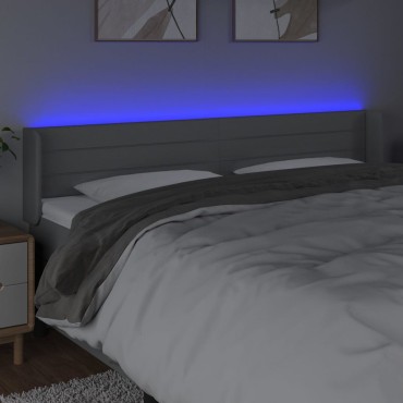 vidaXL Κεφαλάρι Κρεβατιού LED Ανοιχτό Γκρι 163x16x78/88cm Υφασμάτινο 1 τεμ.