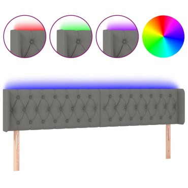 vidaXL Κεφαλάρι Κρεβατιού LED Σκούρο Γκρι 183x16x78/88cm Υφασμάτινο 1 τεμ.