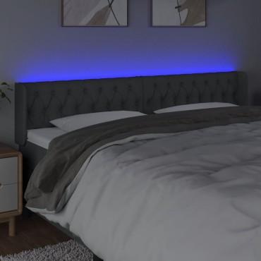vidaXL Κεφαλάρι Κρεβατιού LED Σκούρο Γκρι 183x16x78/88cm Υφασμάτινο 1 τεμ.