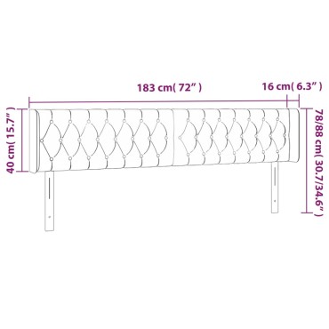 vidaXL Κεφαλάρι Κρεβατιού LED Σκούρο Γκρι 183x16x78/88cm Υφασμάτινο 1 τεμ.