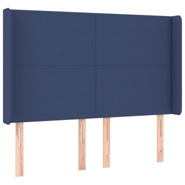 vidaXL Κρεβάτι Boxspring με Στρώμα Μπλε 140x190cm Υφασμάτινο 1 τεμ. - Μονό