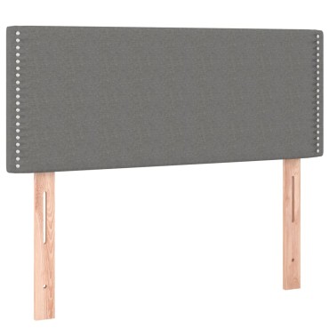 vidaXL Κρεβάτι Boxspring με Στρώμα & LED Σκ.Γκρι 90x200 εκ. Υφασμάτινο