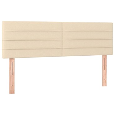 vidaXL Κρεβάτι Boxspring με Στρώμα & LED Κρεμ 140x190 εκ. Υφασμάτινο