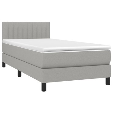 vidaXL Κρεβάτι Boxspring με Στρώμα & LED Αν.Γκρι 100x200 εκ Υφασμάτινο