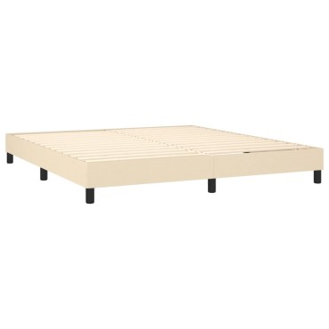 vidaXL Κρεβάτι Boxspring με Στρώμα & LED Κρεμ 160x200cm Υφασμάτινο 1 τεμ. - Διπλό