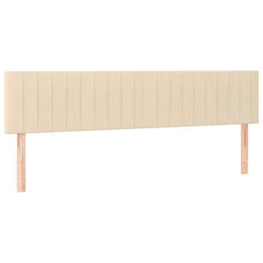 vidaXL Κρεβάτι Boxspring με Στρώμα & LED Κρεμ 160x200cm Υφασμάτινο 1 τεμ. - Διπλό