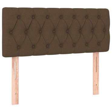 vidaXL Κρεβάτι Boxspring με Στρώμα & LED Σκ.Καφέ 90x200 εκ. Υφασμάτινο