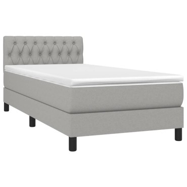 vidaXL Κρεβάτι Boxspring με Στρώμα & LED Αν.Γκρι 100x200 εκ Υφασμάτινο