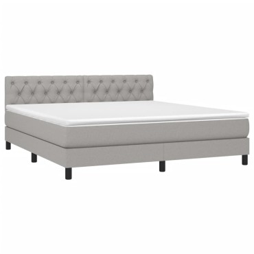 vidaXL Κρεβάτι Boxspring με Στρώμα & LED Αν.Γκρι 160x200 εκ Υφασμάτινο