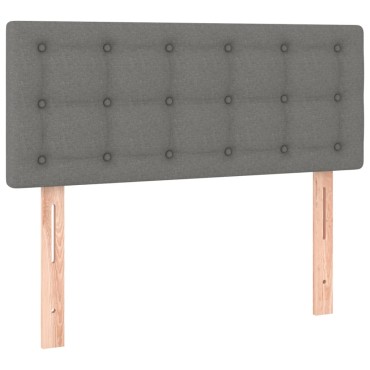 vidaXL Κρεβάτι Boxspring με Στρώμα & LED Σκ.Γκρι 100x200 εκ Υφασμάτινο