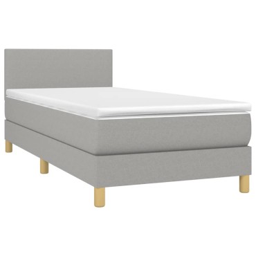 vidaXL Κρεβάτι Boxspring με Στρώμα & LED Αν.Γκρι 100x200 εκ Υφασμάτινο
