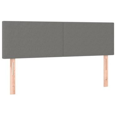 vidaXL Κρεβάτι Boxspring με Στρώμα & LED Σκ.Γκρι 140x200 εκ Υφασμάτινο