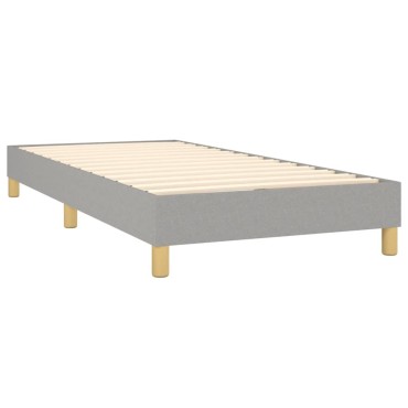 vidaXL Κρεβάτι Boxspring με Στρώμα & LED Αν.Γκρι 90x200 εκ. Υφασμάτινο