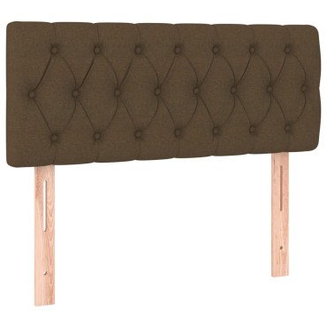vidaXL Κρεβάτι Boxspring με Στρώμα & LED Σκ.Καφέ 90x200 εκ. Υφασμάτινο