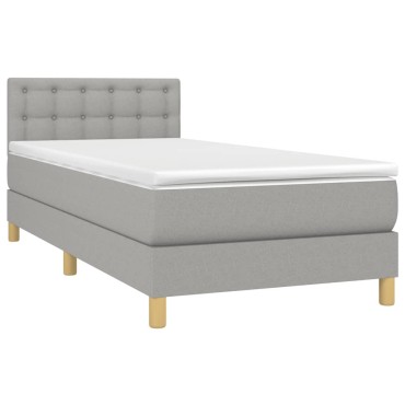 vidaXL Κρεβάτι Boxspring με Στρώμα & LED Αν.Γκρι 100x200 εκ Υφασμάτινο