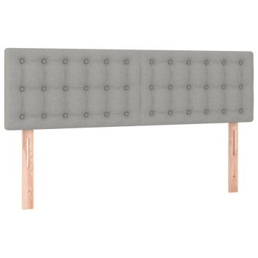 vidaXL Κρεβάτι Boxspring με Στρώμα & LED Αν.Γκρι 140x190εκ. Υφασμάτινο