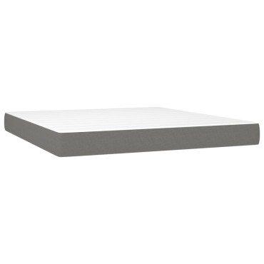 vidaXL Κρεβάτι Boxspring με Στρώμα & LED Σκ.Γκρι 180x200cm Υφασμάτινο 1 τεμ. - Διπλό