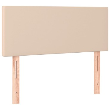 vidaXL Κρεβάτι Boxspring Στρώμα&LED Καπουτσίνο 90x200 εκ. Συνθ. Δέρμα