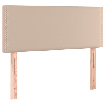 vidaXL Κρεβάτι Boxspring Στρώμα&LED Καπουτσίνο 120x200 εκ. Συνθ. Δέρμα