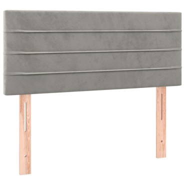vidaXL Κρεβάτι Boxspring με Στρώμα & LED Αν.Γκρι 120x200 εκ. Βελούδινο