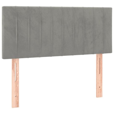 vidaXL Κρεβάτι Boxspring με Στρώμα & LED Αν.Γκρι 120x200 εκ. Βελούδινο