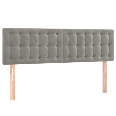 vidaXL Κρεβάτι Boxspring με Στρώμα & LED Αν.Γκρι 140x200 εκ. Βελούδινο